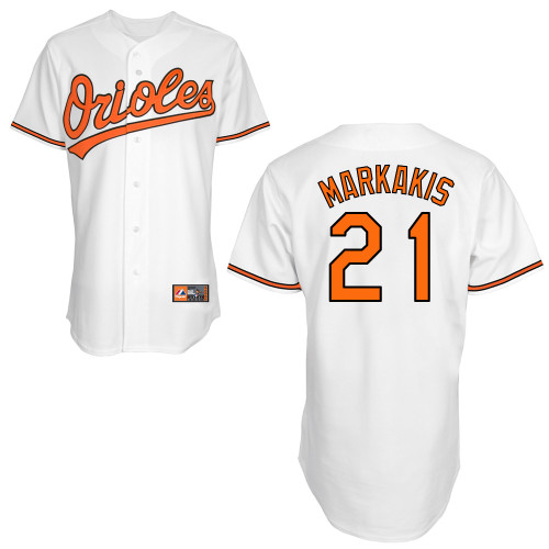 Nick Markakis #21 MLB Jersey-Baltimore Orioles Men's Authentic Home White Cool Base Baseball Jersey